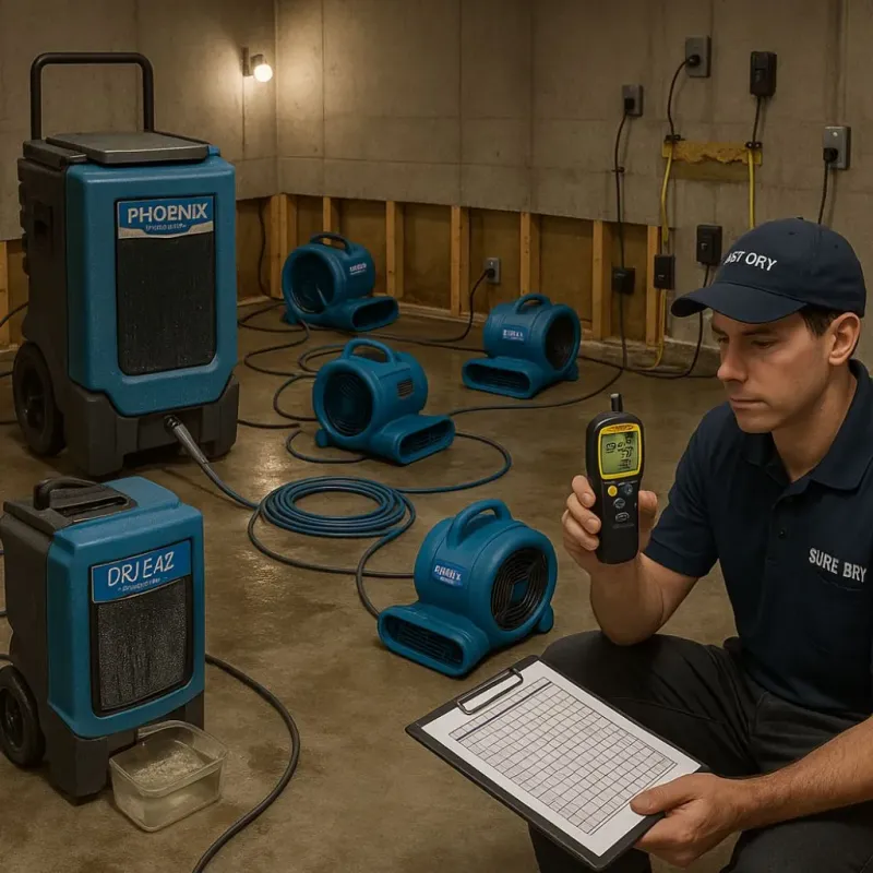 Structural Drying and Dehumidification process in WaKeeney, KS